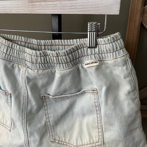 Billabong Cotton Denim Pull On Shorts Acid Blue Large - Picture 4 of 6